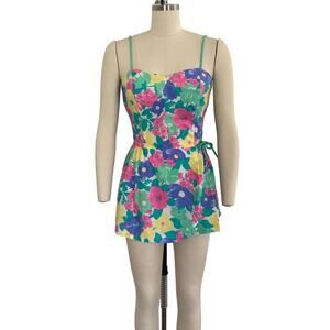 Vintage 1960s SeaWaves Floral Playsuit Dress